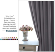 Thermal Blackout Pencil Pleat Curtains – 90x54 Inch Grey Drapes, 2 Panels