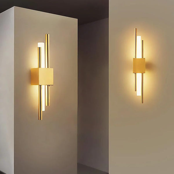 LED Wall Light Indoor – 10W Gold Modern Acrylic Wall Lamp, 3000K Warm White
