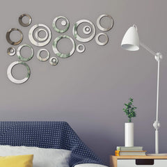 48Pcs Round Acrylic Mirror Wall Sticker Decal Set