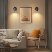 Modern Adjustable Wall Lamp – Black GU10 Spotlight with Pull Cord Switch, Indoor Use