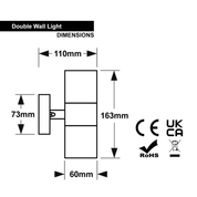 Modern Outdoor Up Down Wall Light – Stainless Steel, IP65 Waterproof, Mains Powered Exterior Sconce for Porch, Patio, or Garage