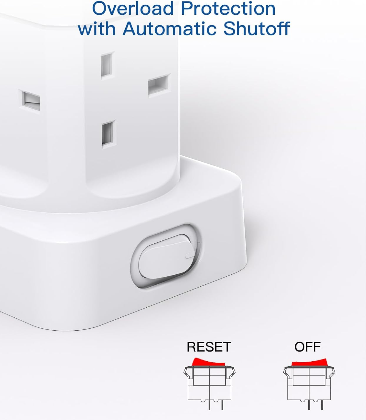 8-Way Tower Extension Lead with 4 USB Ports (2 USB-C), 1.8M Cable, 3250W Power Strip