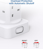 8-Way Tower Extension Lead with 4 USB Ports (2 USB-C), 1.8M Cable, 3250W Power Strip