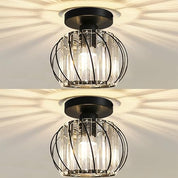 Small Crystal Flush Mount Ceiling Light with Black Shade