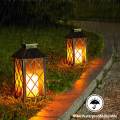Solar Lanterns for The Garden – Moroccan-Style Flickering Outdoor Lights, Auto On/Off, Waterproof IP44, Warm White LED