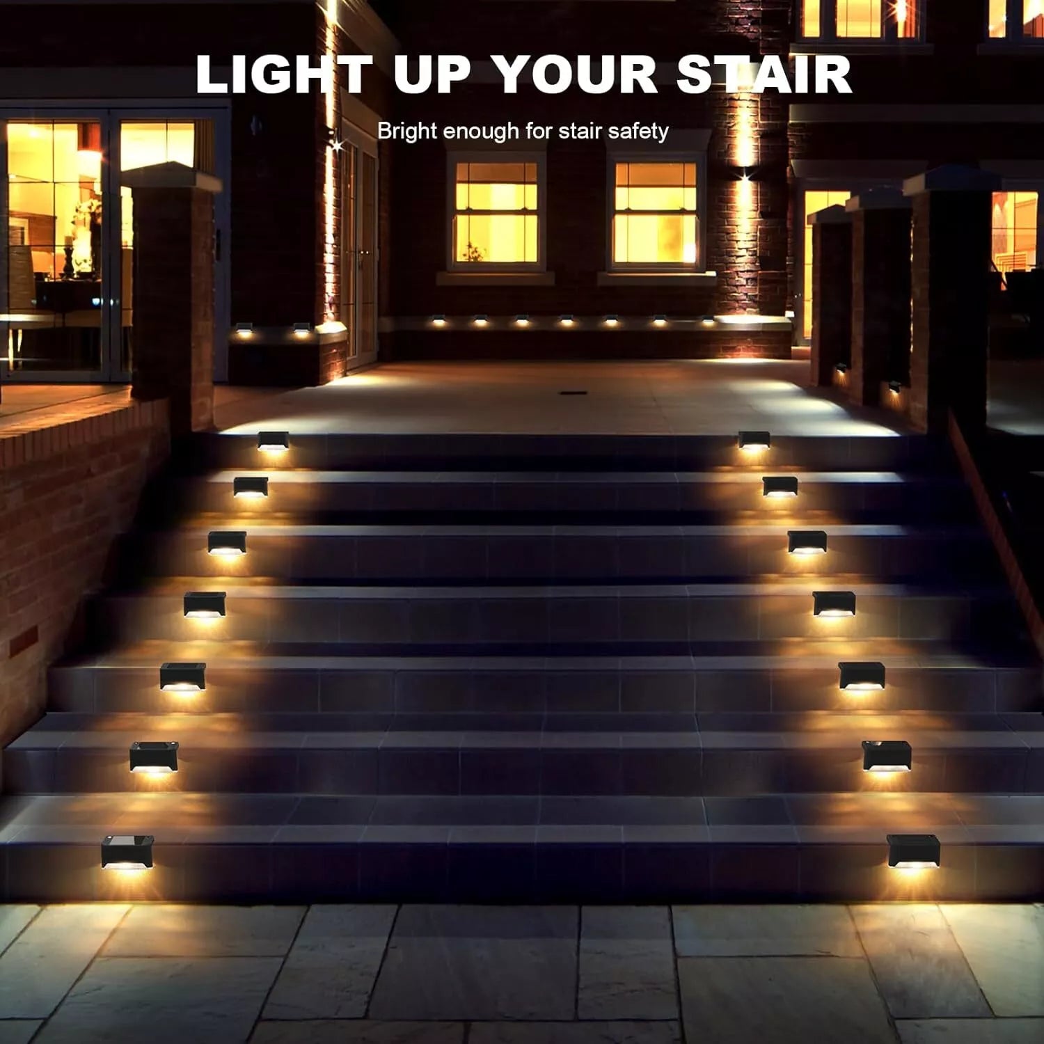 Solar Deck Lights 16PCS LED Outdoor Waterproof Pathway & Stair Lamps
