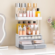 3 Tier Clear Cosmetic Organizer Large Vanity Storage with Drawers