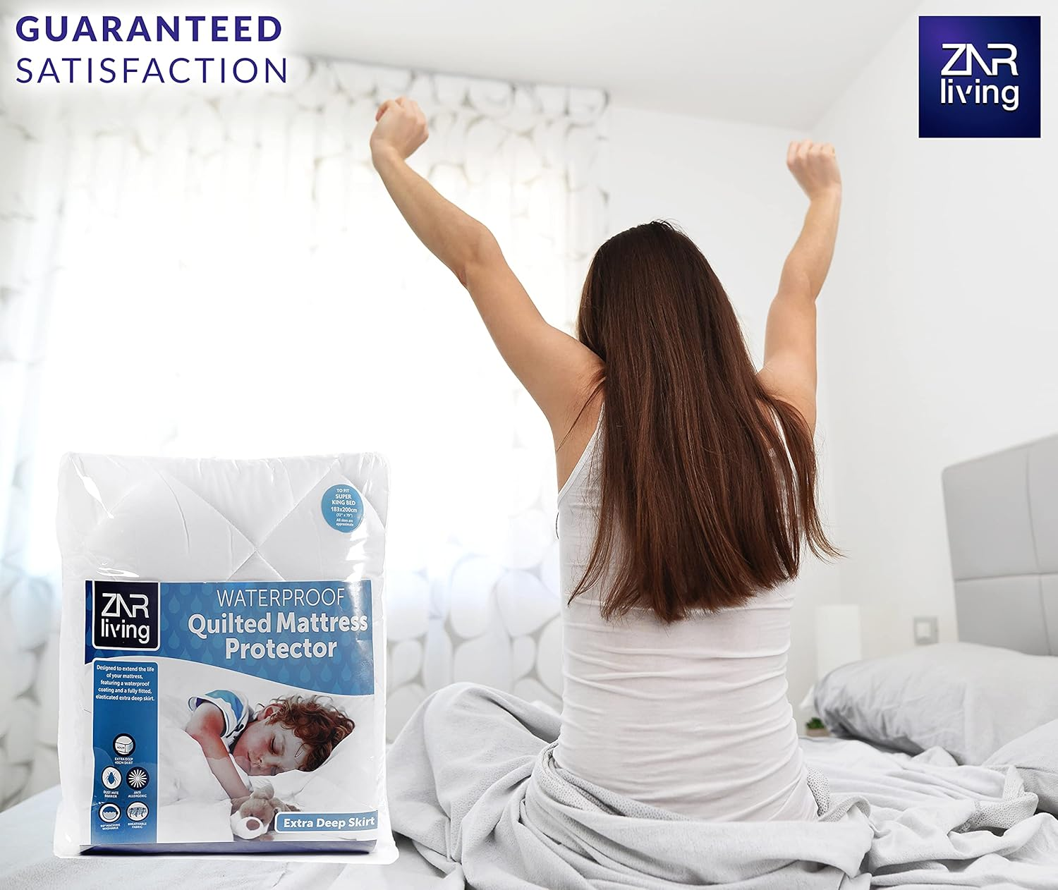 Super King Waterproof Mattress Protector – 40cm Deep, Breathable, Noiseless Cover