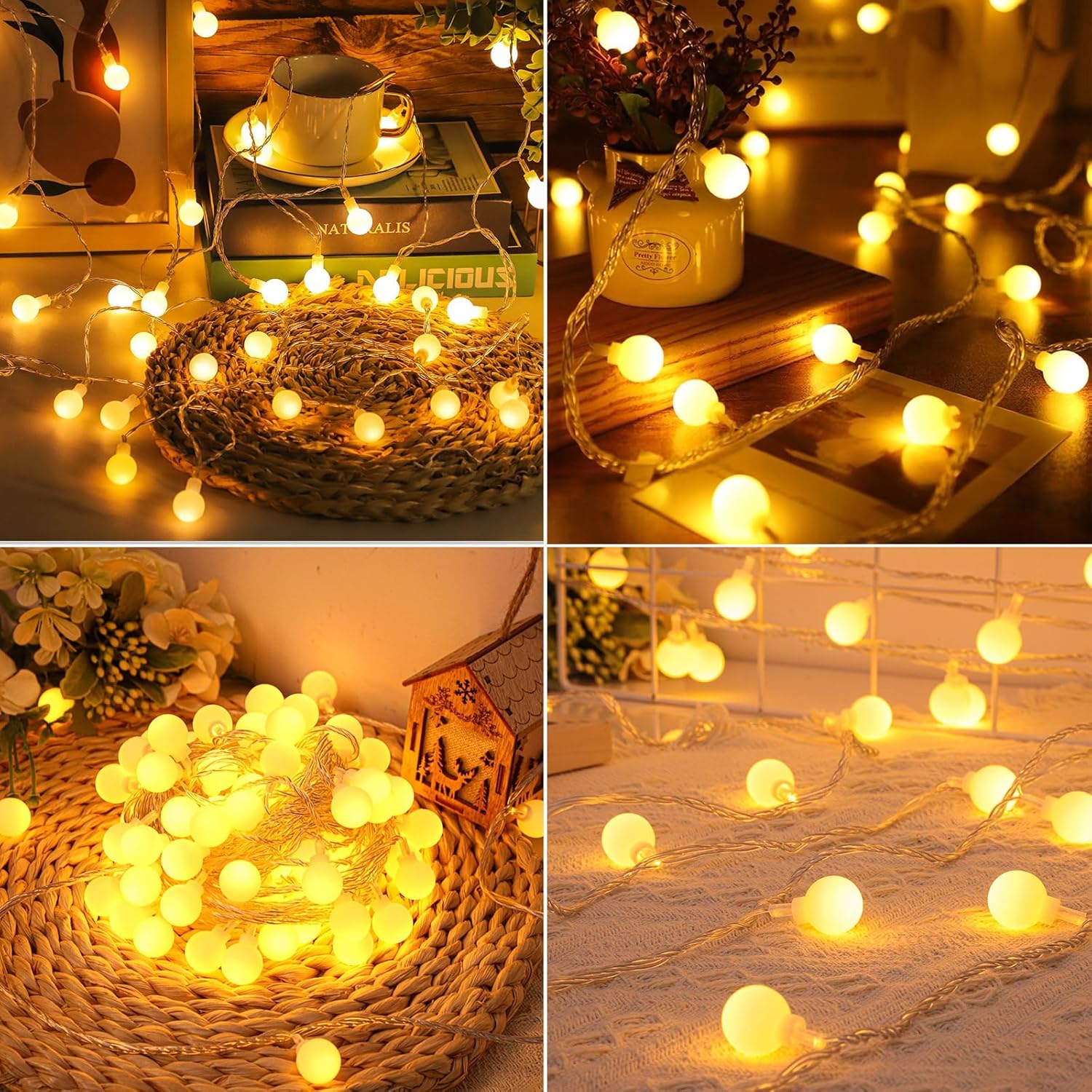 Battery Globe String Lights – 40 Warm White LEDs