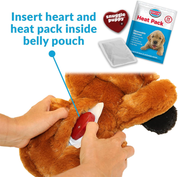 Puppy Heartbeat Stuffed Toy for Dogs, Calming Aid & Anxiety Relief (Brown)