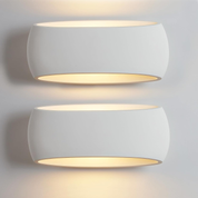 Indoor Wall Sconce Lights with White Oval Plaster Shade Fitting-Length 38CM