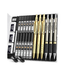 6PCS Mechanical Pencil Set – 0.5mm 0.7mm 0.9mm & 2mm Lead Holders with 12 Tube Refills