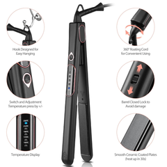 Haglater 2-in-1 Hair Straightener & Curler – Ceramic Flat Iron with LCD & Adjustable Heat