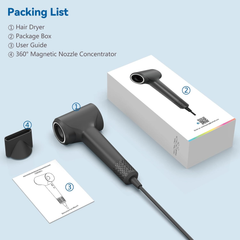 High-Speed 110,000 RPM Ionic Hair Dryer – Fast, Low Noise Blow Dryer for Travel