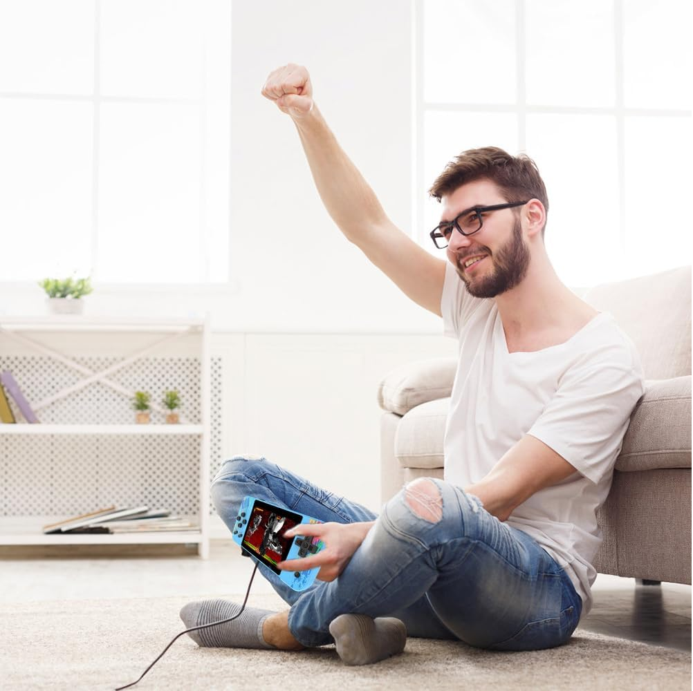 Handheld Game Console with 800 Classic Games, 3.5" Screen, TV Support – Blue