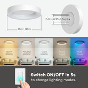 Matane 24W RGB LED Ceiling Light with Remote – Dimmable, Color Changing, 11-Inch Flush Mount