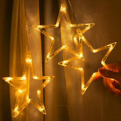 Christmas Window Star Lights, 30 LEDs Battery String Lights with Timer