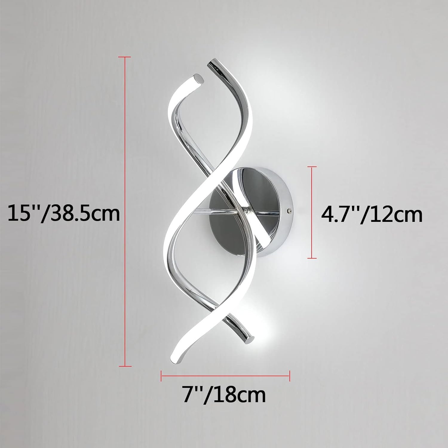 Modern Chrome Spiral LED Wall Lamp – 24W Cool White Light