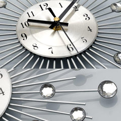 Modern Crystal Diamond Flower Wall Clock for Living Room