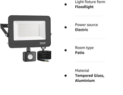 Outdoor Security Lights with Motion Sensor, 50W, 4200 Lumens, Ultra Thin, Water-Resistant Flood Light