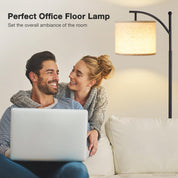 Modern Gold Standing Lamp with Adjustable Shade & Bulb