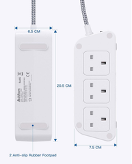 6 Way Extension Lead with 5 USB Ports (1 USB-C), 5M Braided Cable, 3250W Surge Protected