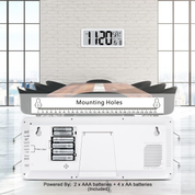 Extra Large LCD Digital Wall Clock with Time, Date & Temperature Display (Battery)