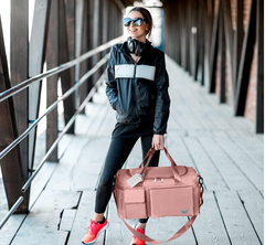 Foldable Duffel Bag – Lightweight Travel, Gym & Weekend Holdall with Wet Pocket, Pink