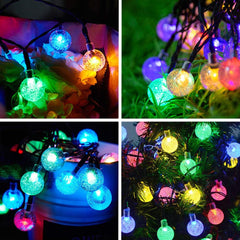 59Ft 100 LED Solar Globe String Lights – Multicolour, Waterproof, 8 Modes