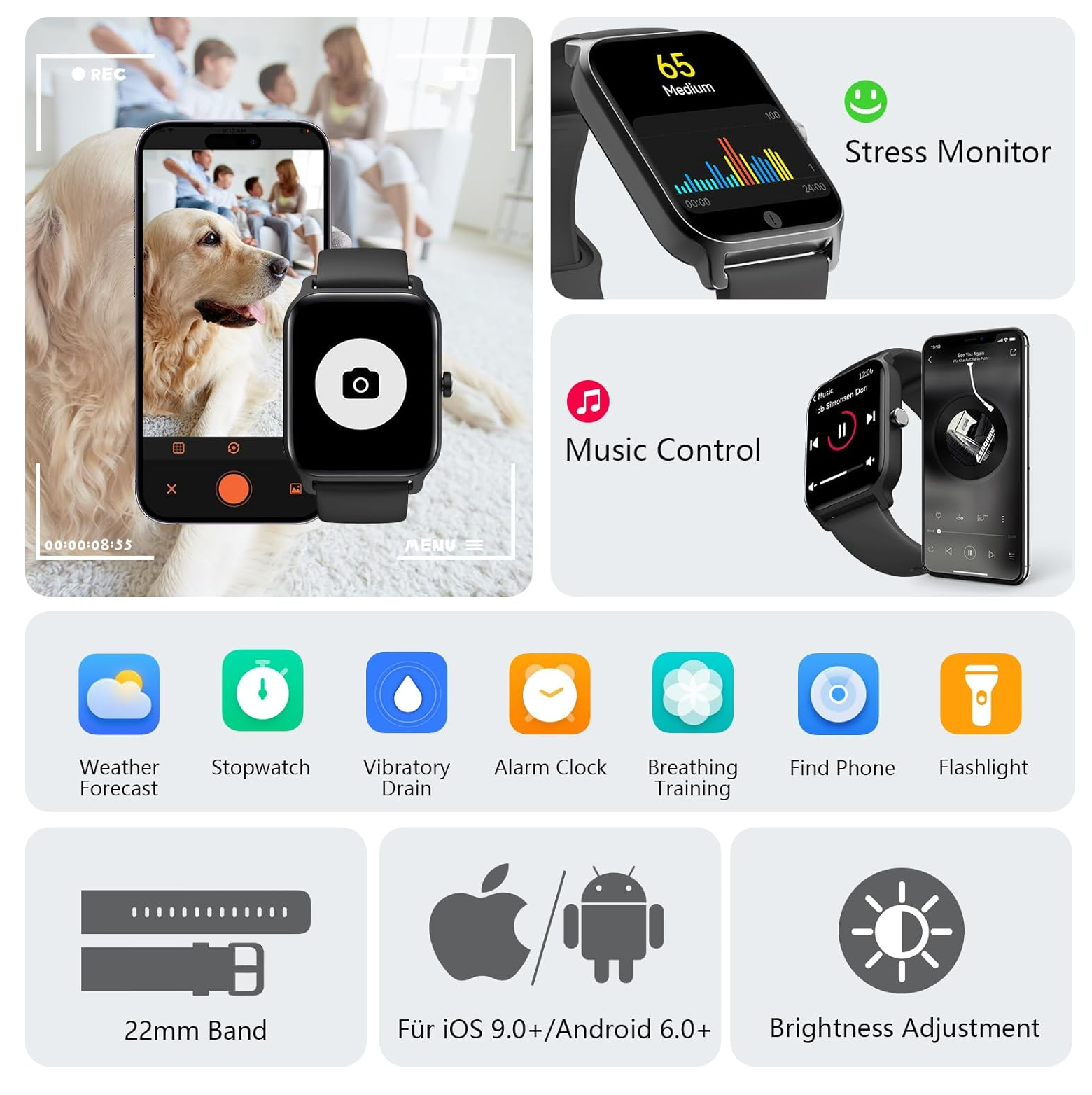 Smart Watch for Men & Women – 1.8" HD Display, Alexa Built-in, Calls, Fitness Tracker