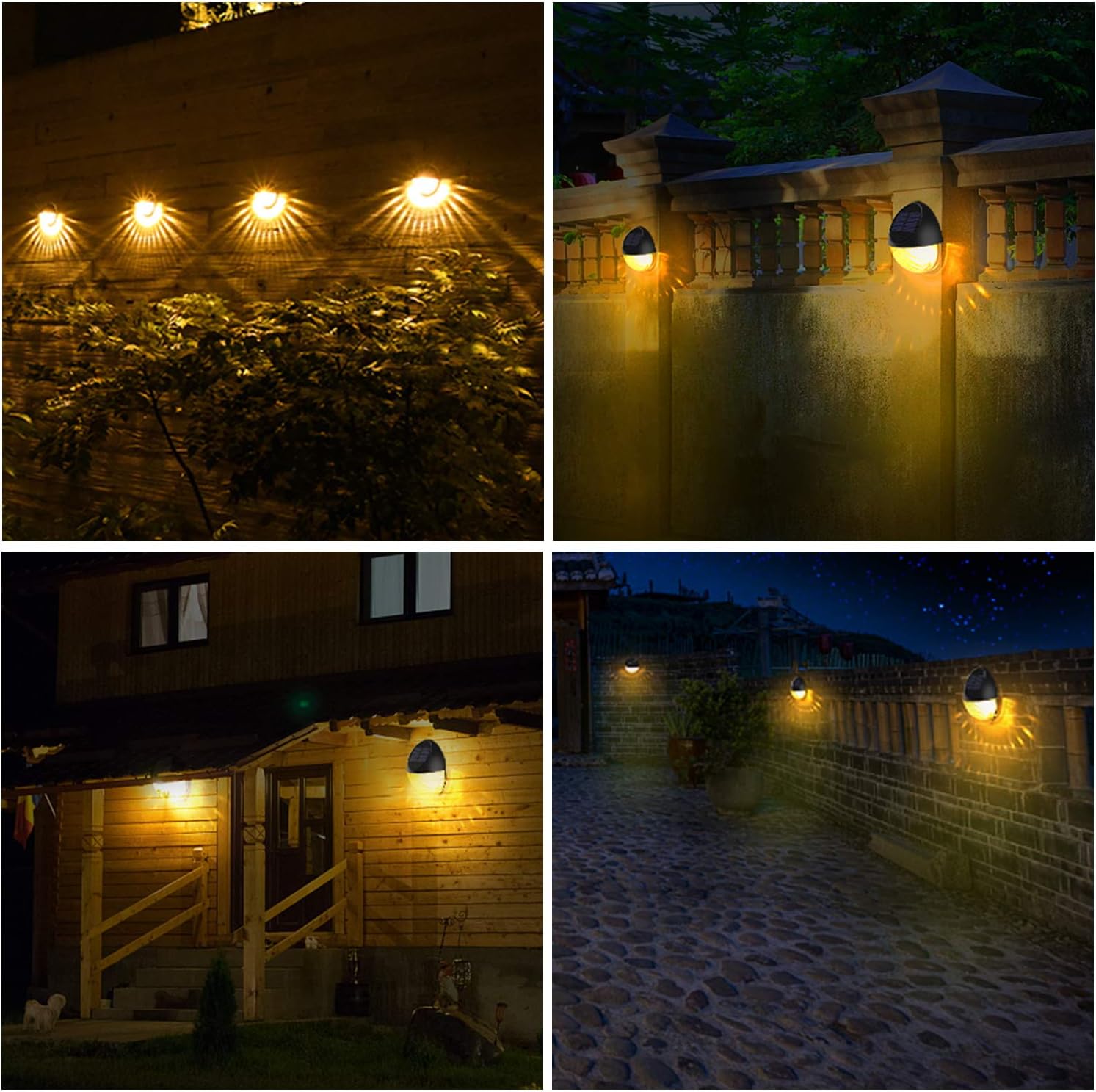 Solar Fence Lights - Warm White (8 Pack) for Garden, Fence, Patio Use
