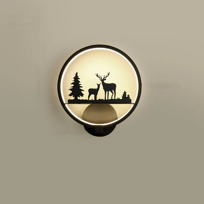 LED Round Wall Lamp with Deer Design