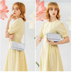 Elegant Glitter Envelope Clutch Bag with Chain Strap – Evening Party Handbag