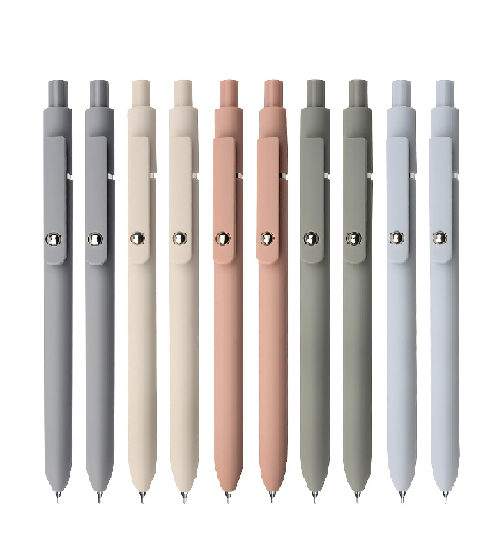 Gel Pens 0.5mm Fine Point | Smooth Black Ink | Retractable Silicone Grip (5 Pcs Morandi)