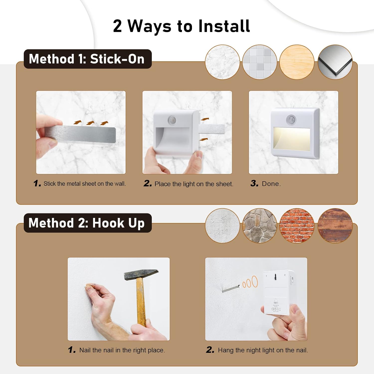 2 Pack Stick-On Motion Sensor Night Light