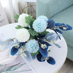 NAWEIDA Artificial Hydrangea Flowers with Vase – Faux Floral Arrangement Décor