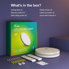 2 Pack RGB LED Ceiling Lights with Remote Control