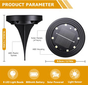 Solar Ground Lights 8‑Pack – IP68 Waterproof Pathway Lights