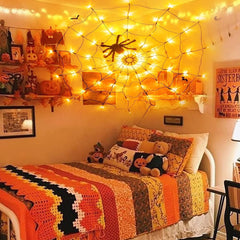 Halloween Spider Web Lights with Plush Spider Decoration