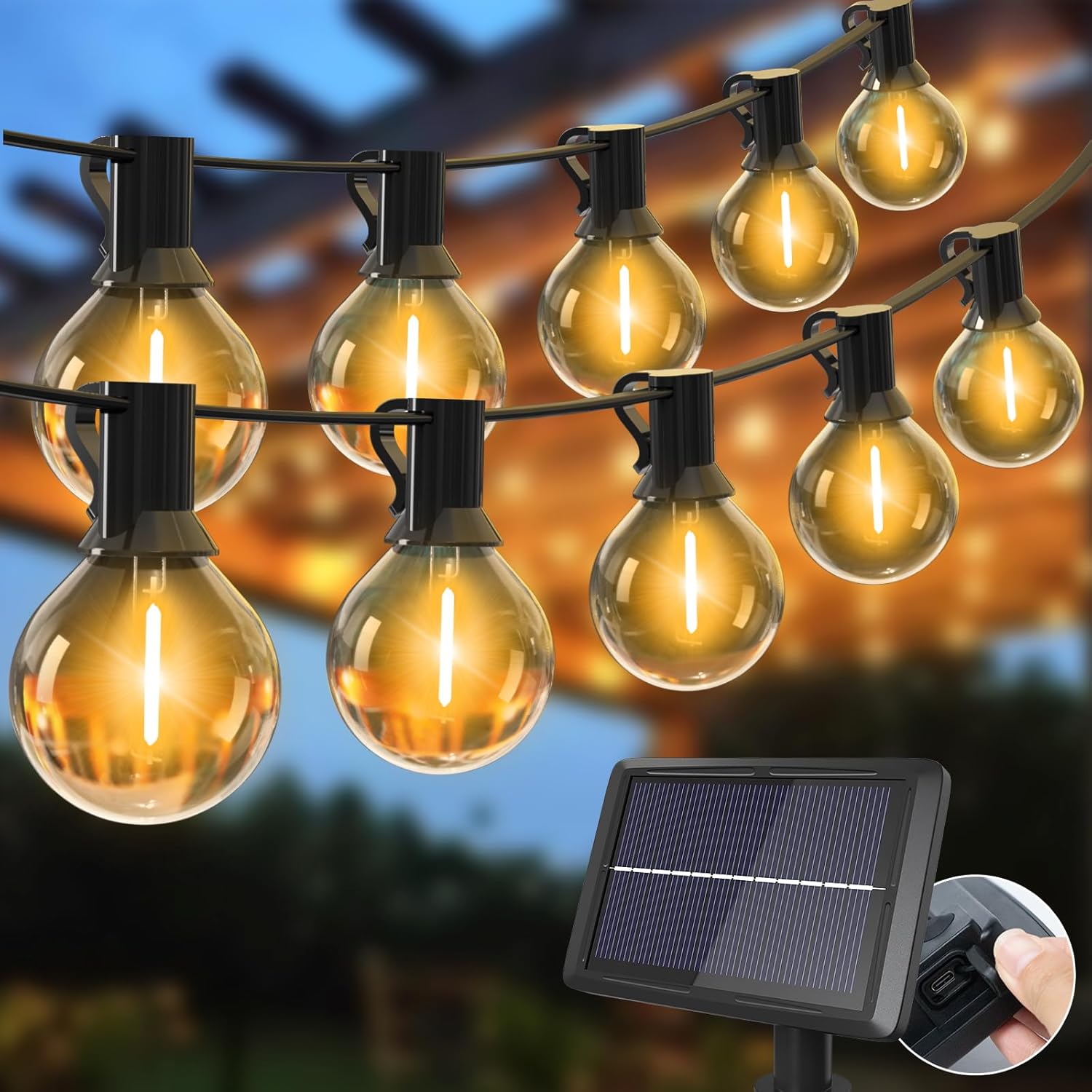 Solar Festoon String Lights – Warm White Outdoor LED Party Decor