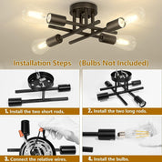 Vintage 4-Light Black Ceiling Fixture