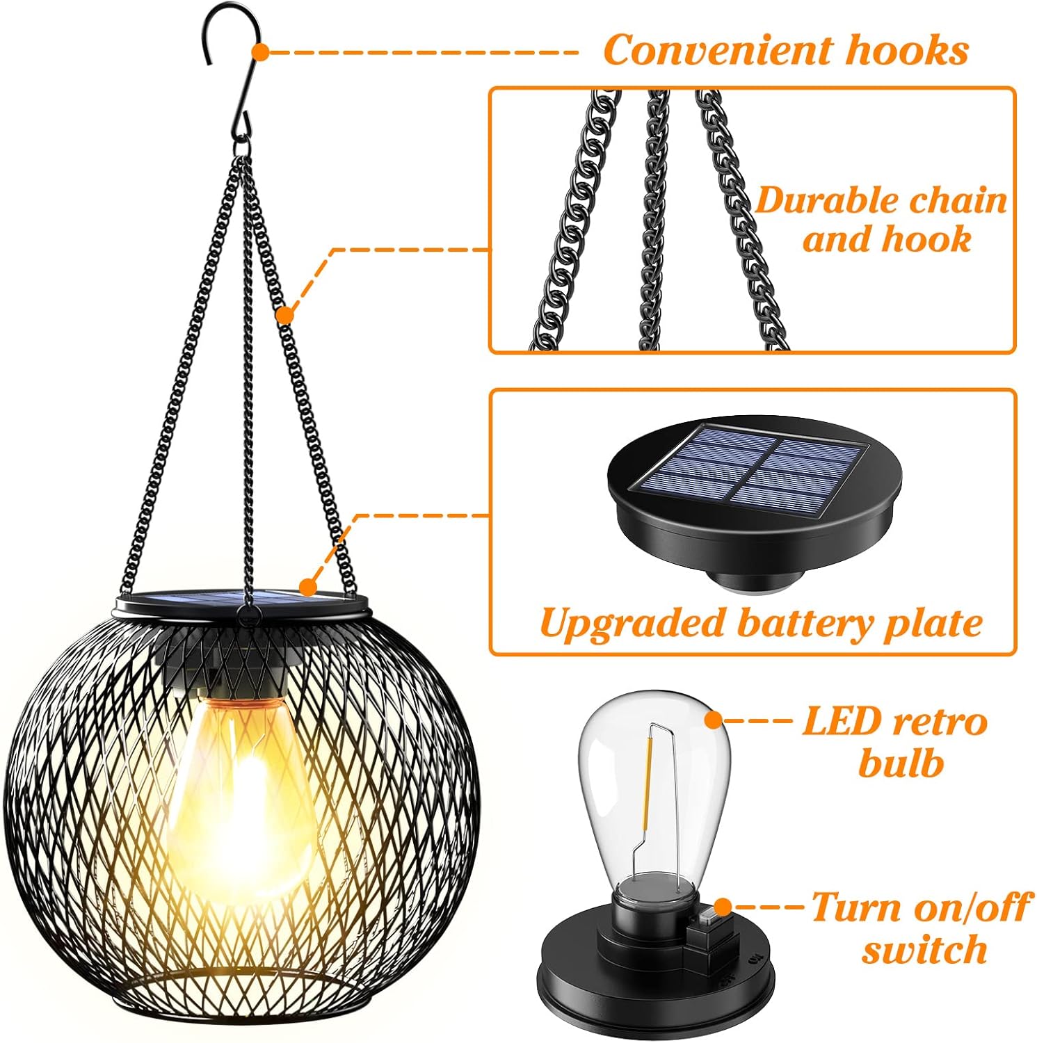 2 Pack Solar Lanterns – Waterproof Hanging Garden Lights