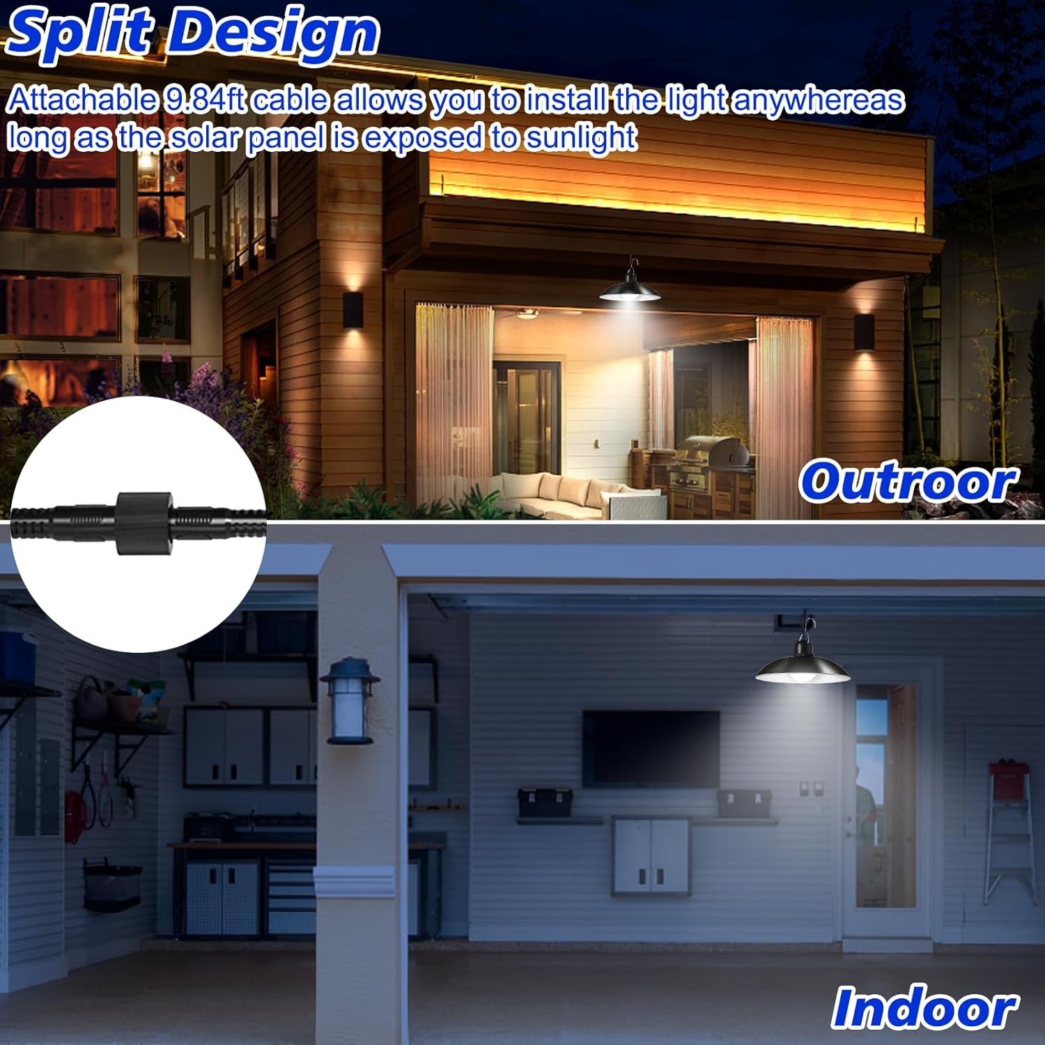 LED Solar Pendant Hanging Light Dimmable Indoor Outdoor Garden Yard Shed Lamp