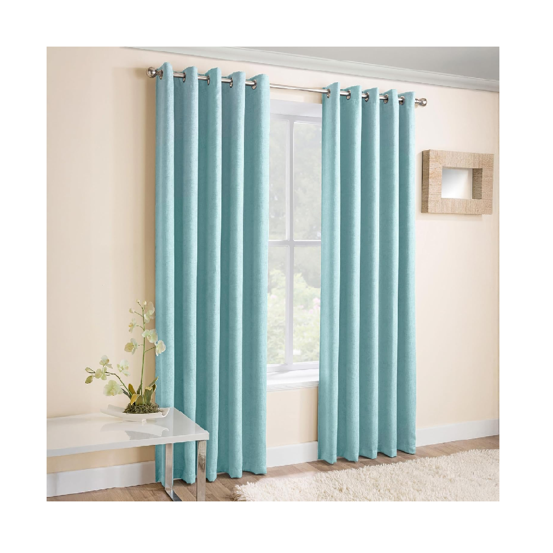 Vogue Blush Pink Eyelet Curtains 46x72" – Thermal Noise Reducing Dim Out Drapes