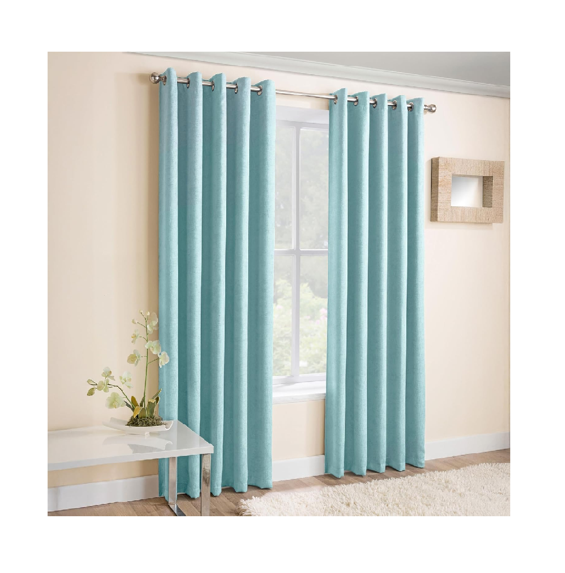 Vogue Blush Pink Eyelet Curtains 46x72" – Thermal Noise Reducing Dim Out Drapes