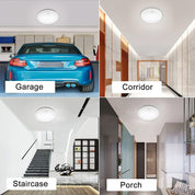 12W LED Ceiling Light with Infrared Motion Sensor, 960LM, IP65 Waterproof, Round Surface Mount, 6500K Daylight