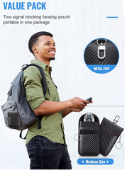 Car Key Signal Blocking Pouch – RFID Keyless Entry Anti-Theft Protection Case (2 Pack)