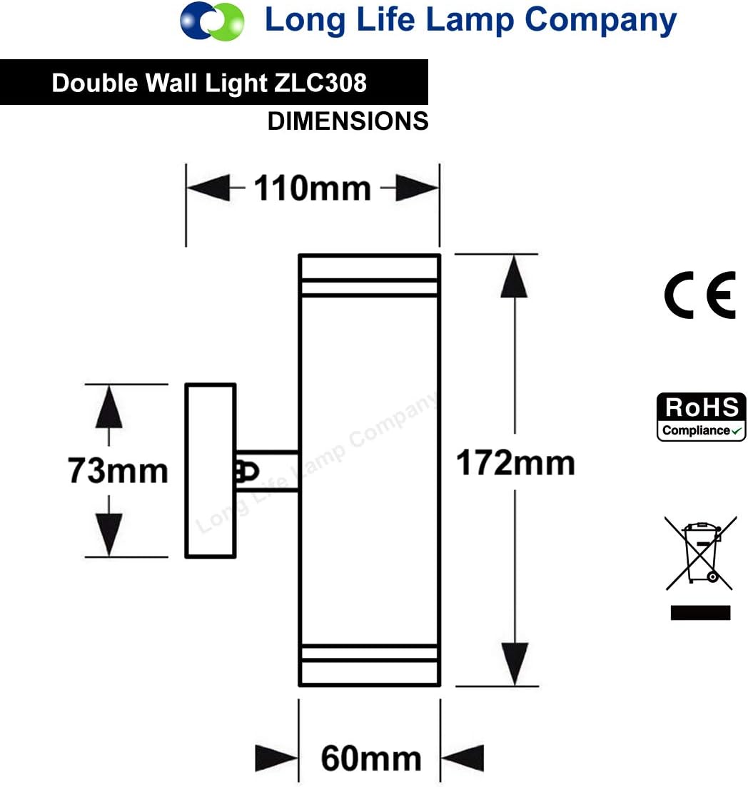 2x Outdoor Up Down Wall Lights