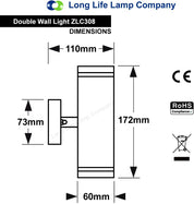 2x Outdoor Up Down Wall Lights