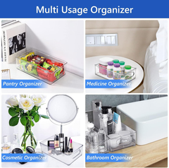 Stackable Fridge Organiser Set of 6 – Clear Plastic Kitchen Storage Boxes for Pantry & Cabinets